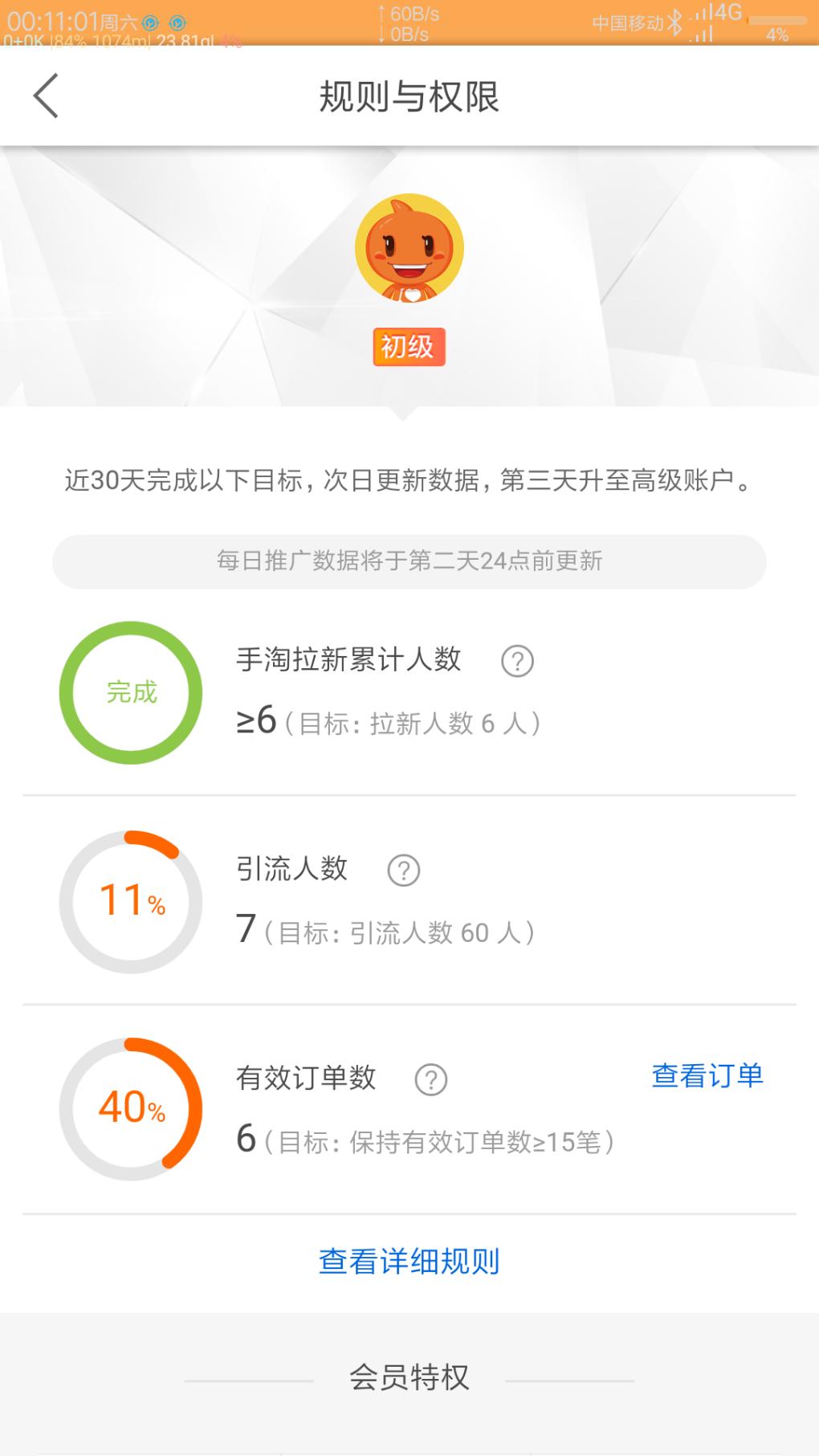 [大家谈谈]30号联盟拉新6个完成,现在还是初级账户,必须下15单引流60