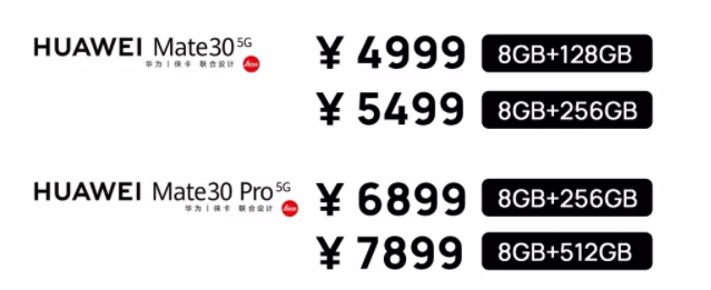 华为MATE30系列***3999起***包括5G版本价格***有车头带队吗？-惠小助(52huixz.com)