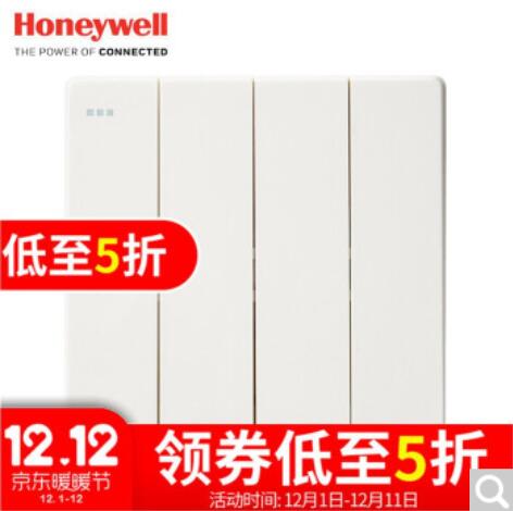 霍尼韦尔（honeywell）开关插座面板 四位双控四开双控开关 境 ..-惠小助(52huixz.com)