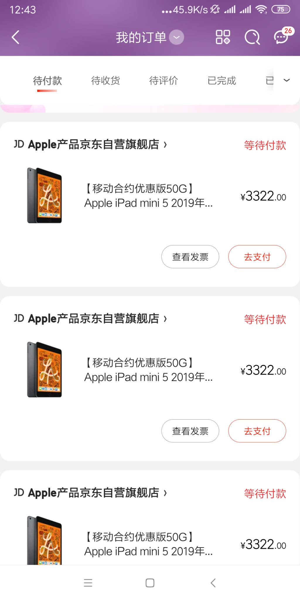 pad mini5 256G价格不是很美丽-锁了几个没付款-惠小助(52huixz.com)