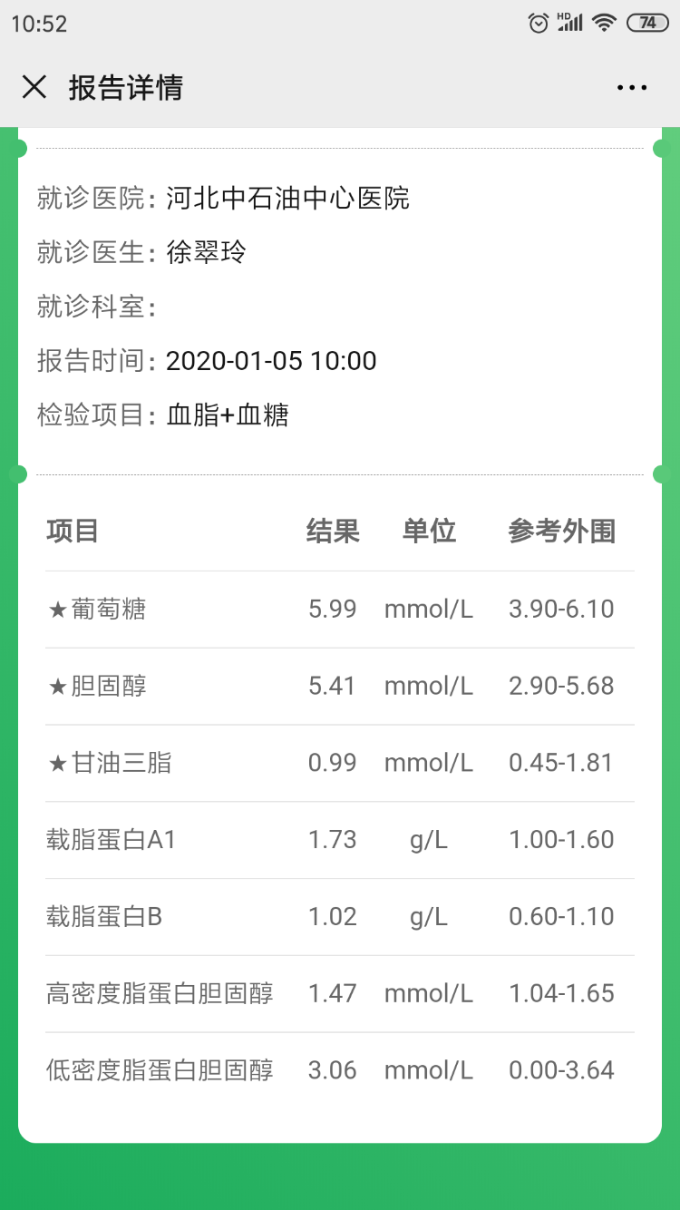 刚去医院化验血糖血脂  血脂几项都下来了 。血糖危险-惠小助(52huixz.com)