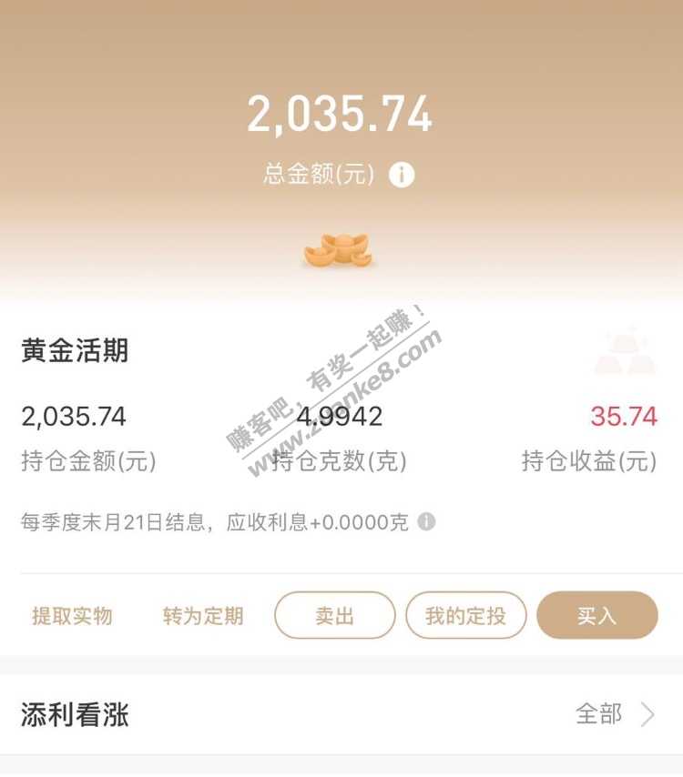 之前为了买招行170商城券买的黄金忘了卖-竟然赚了-惠小助(52huixz.com)