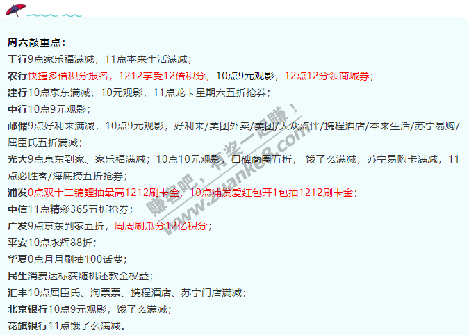 2020年双十二-银行活动汇总-敲重点！农行快捷多倍积分报名-1212享受12倍积分-惠小助(52huixz.com)