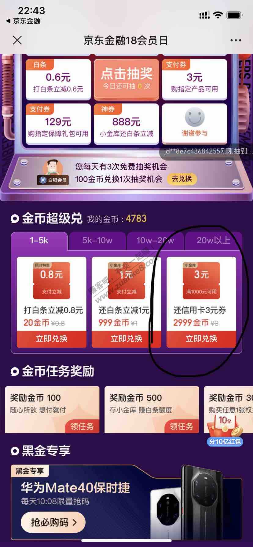 jd金融2999金币兑换3元还款券-惠小助(52huixz.com)