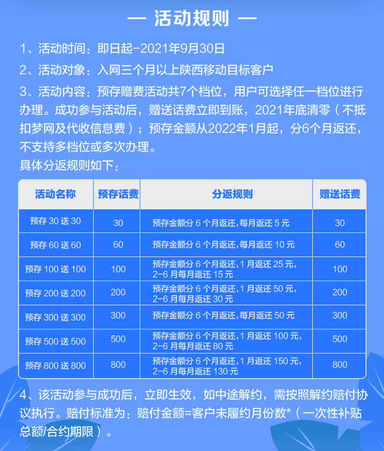 陕西移动半价话费-不一定成功。-惠小助(52huixz.com)