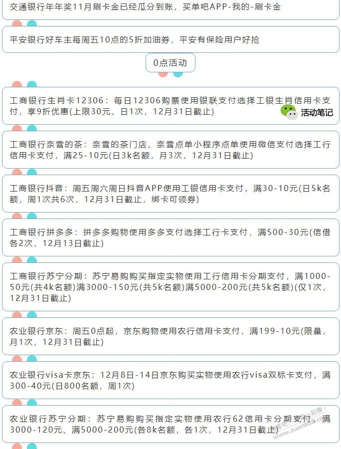 12月10日周五（各时段）xing/用卡活动提醒-惠小助(52huixz.com)