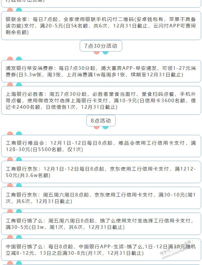 12月10日周五（各时段）xing/用卡活动提醒-惠小助(52huixz.com)