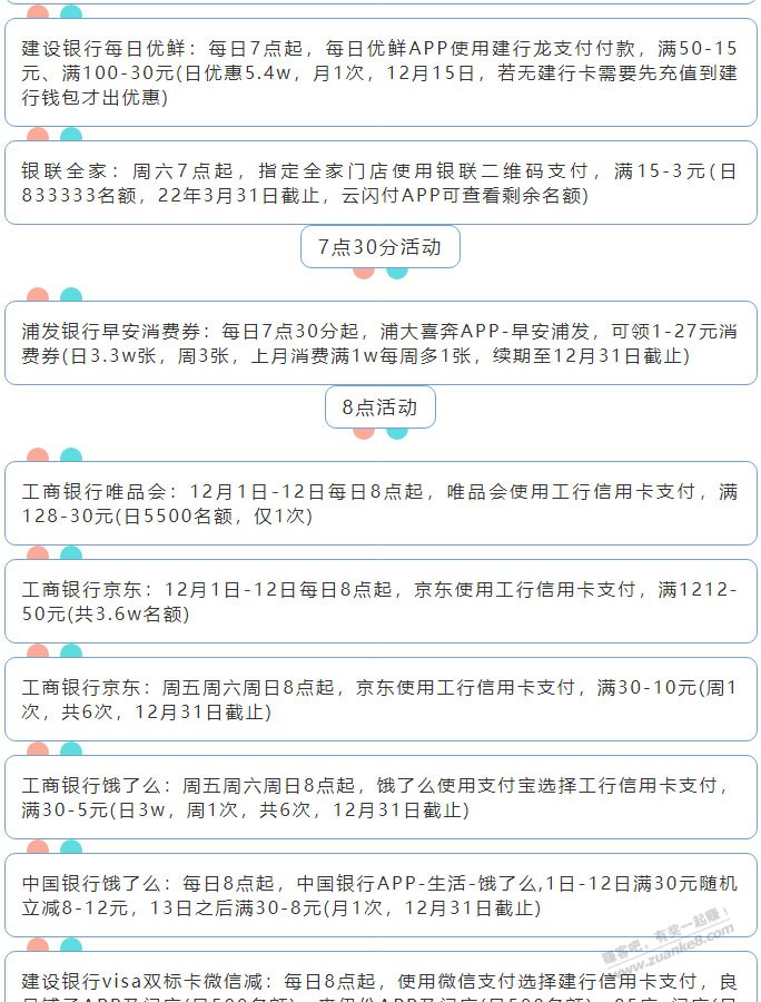 12月11日周六（各时段）xing/用卡活动提醒-惠小助(52huixz.com)