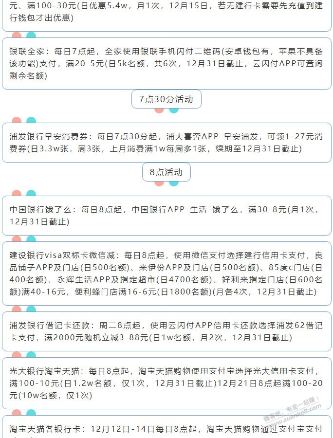 12月14日周二（各时段）xing/用卡活动提醒-惠小助(52huixz.com)