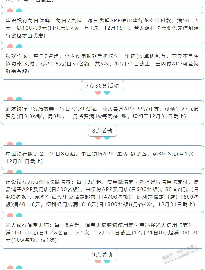 12月15日周三（各时段）xing/用卡活动提醒-惠小助(52huixz.com)