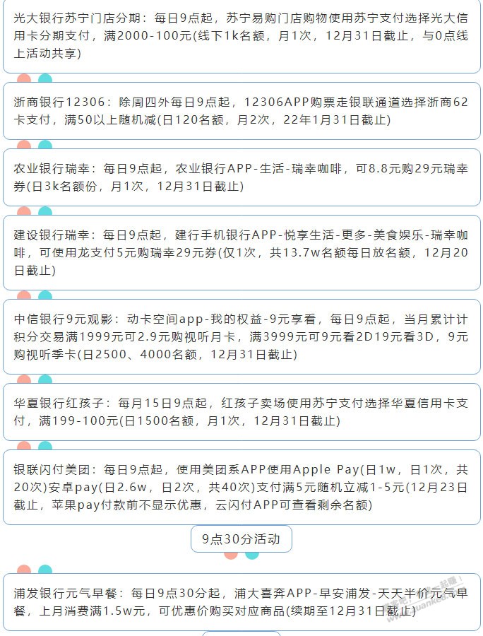 12月15日周三（各时段）xing/用卡活动提醒-惠小助(52huixz.com)