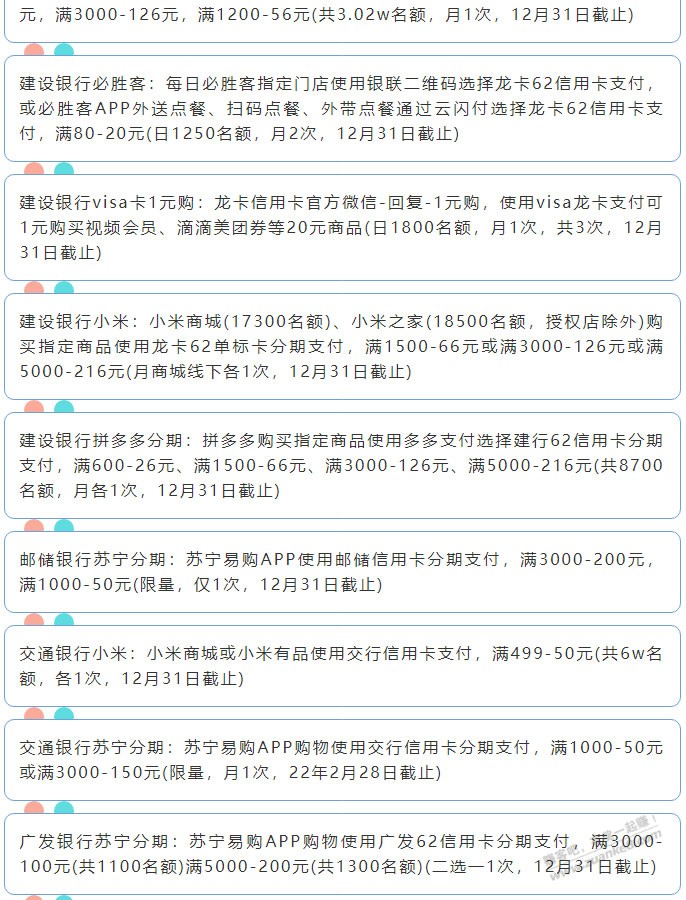 12月21日周二（各时段）xing/用卡活动提醒-惠小助(52huixz.com)